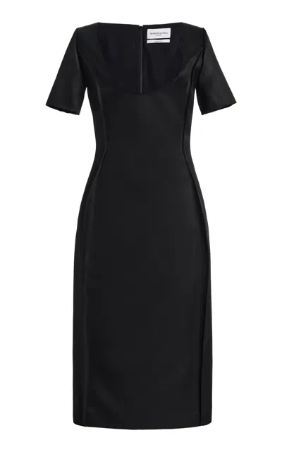Brandon Maxwell Willis Scoop-neck Wool-silk Midi Dress In Black