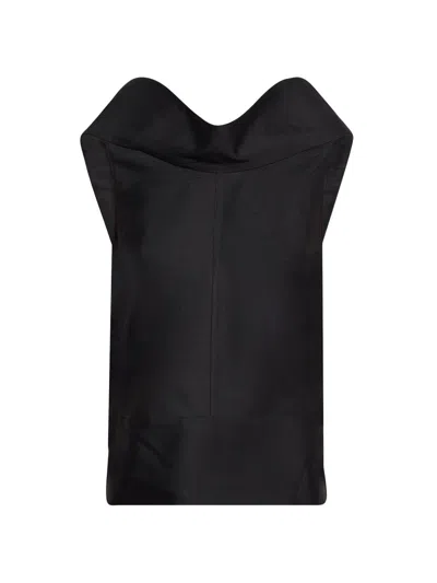 Brandon Maxwell Women's Bowie Wool-silk Drapeneck Top In Black