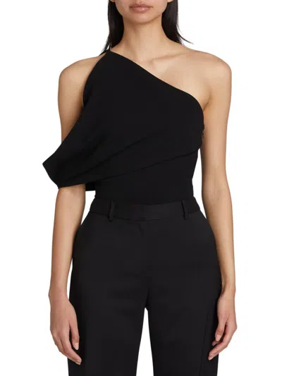 Brandon Maxwell Women's Draped One-shoulder Top In Black