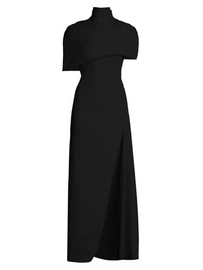 Brandon Maxwell Women's Jersey Capelet Ruched Column Gown In Black