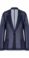 Brandon Maxwell Women's Pearl Double Breasted Fitted Jacket In Navy In Blue