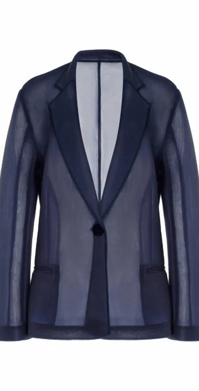 Brandon Maxwell Women's Pearl Double Breasted Fitted Jacket In Navy In Blue
