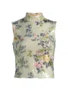 Brandon Maxwell Piper Sequined Floral-print Mesh Turtleneck Top In Multi