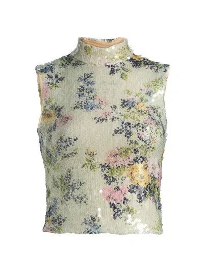 Brandon Maxwell Women's Piper Floral Sequined Top In Green