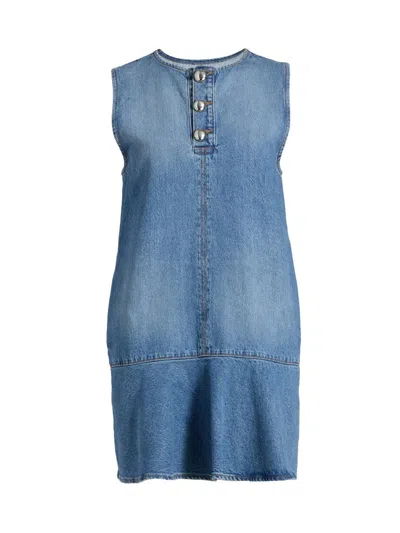 Brandon Maxwell Women's Rosie Denim Flare Minidress In Blue