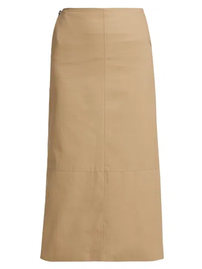 Brandon Maxwell Women's The Avery Side-zip Cotton Midi-skirt In Brown