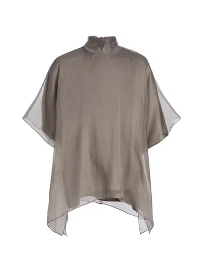 Brandon Maxwell Women's The Cali Silk Organza Blouse In Gray