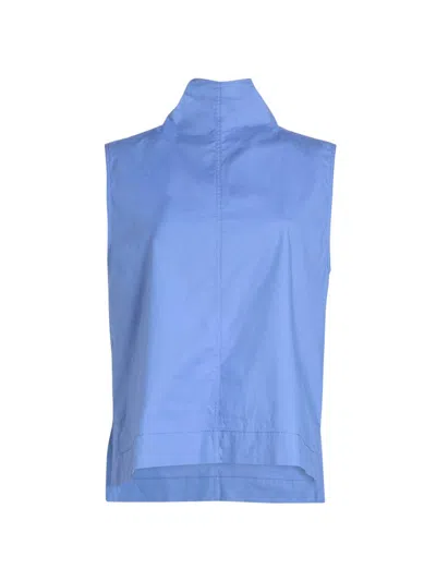Brandon Maxwell The Finn Cotton-poplin Turtleneck Blouse In Multi