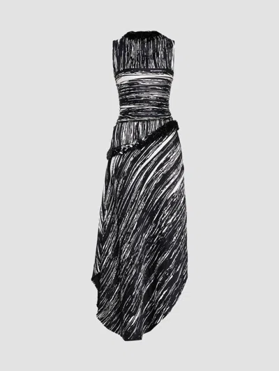 Brandon Maxwell Women's The Fiora Draped Midi Dress In Black White