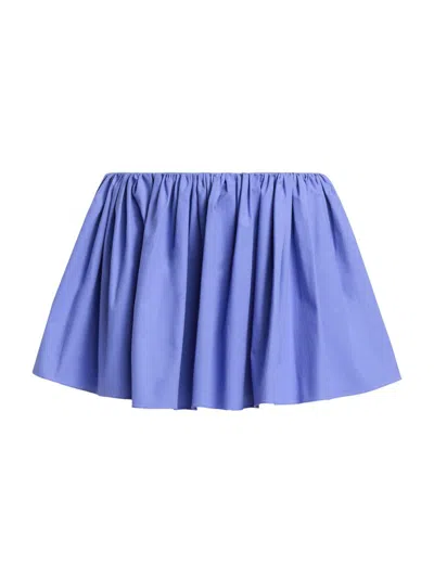 Brandon Maxwell The Hadley Gathered Cotton-blend Poplin Mini Skirt In Multi