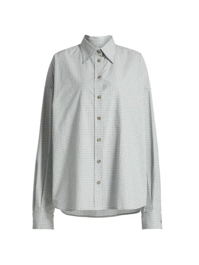Brandon Maxwell Women's The Harvey Checked Cotton Boyfriend Shirt In Gray