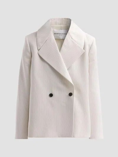 Brandon Maxwell Women's The Haven Trapeze-fit Wool-silk Blazer In Neutral