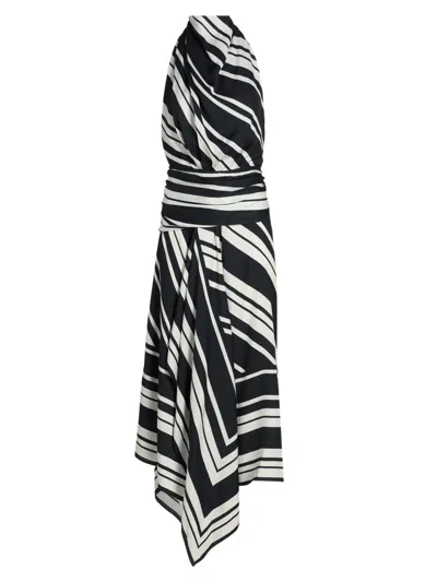 Brandon Maxwell Marin Draped-bodice Midi Dress In Black