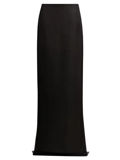 Brandon Maxwell Women's The Monroe High-low Satin Maxi Skirt In Black
