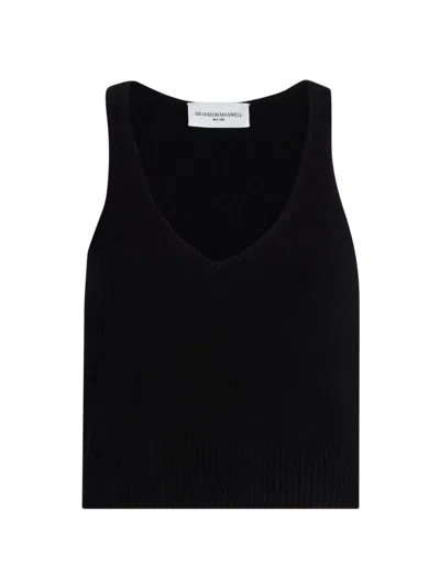 Brandon Maxwell Women's The Reese V-neck Knit Tank In Black