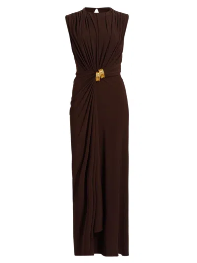 Brandon Maxwell Women's The Serena Cinched Knit Jesery Maxi Dress In Brown