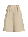 Brandon Maxwell Sutton Drawstring Wide-leg Bermuda Shorts In Neutral