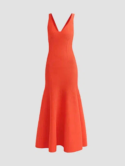 Brandon Maxwell Women's The Tatum V-neck Midi Dress In Red
