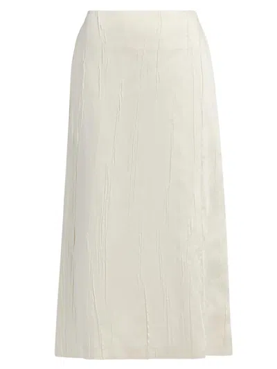 Brandon Maxwell Women's Tiernery Satin Straight Midi- Skirt In White