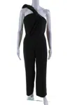 Brandon Maxwell Womens Black One Shoulder Sleeveless Wide Leg Jumpsuit In Black