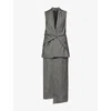 Brandon Maxwell The Margo Wool Vest Asymmetrical Midi Dress In Graphite