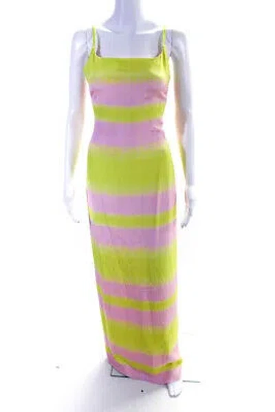Pre-owned Brandon Maxwell Womens Slip Gown - Evening Primrose/lilac Stripes Size 6 In Purple