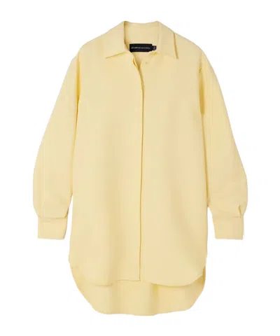 Brandon Maxwell The Phillippa Wool And Silk-blend Crepe Mini Shirt Dress In Yellow