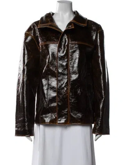 Pre-owned Brandon Maxwell Wool Biker Jacket In Brown