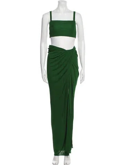 Pre-owned Brandon Maxwell Wool Cutout Accent Skirt Set In Black