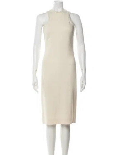 Pre-owned Brandon Maxwell Wool Knee-length Dress In Neutrals