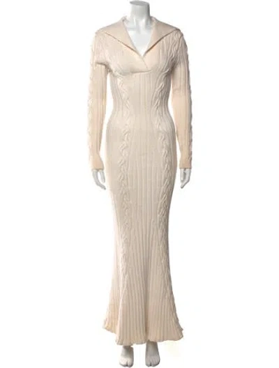 Pre-owned Brandon Maxwell Wool Long Dress In Neutral