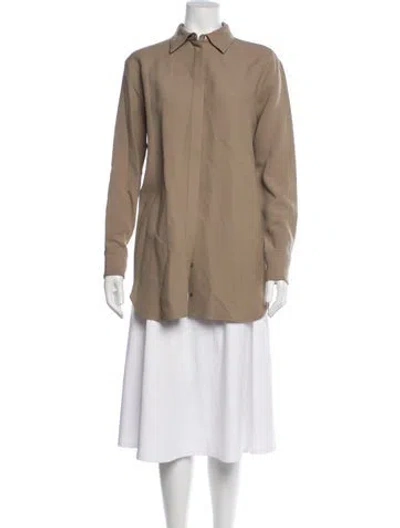 Pre-owned Brandon Maxwell Wool Long Sleeve Button-up Top In Neutrals