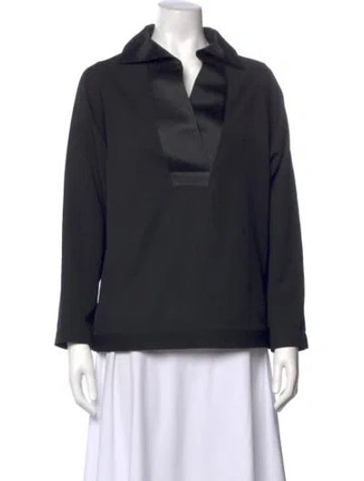 Pre-owned Brandon Maxwell Wool Long Sleeve Top In Black