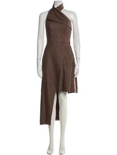 Pre-owned Brandon Maxwell Wool Midi Length Dress In Brown