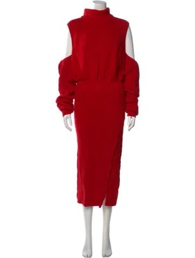 Pre-owned Brandon Maxwell Wool Midi Length Dress W/ Tags In Red