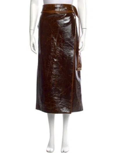 Pre-owned Brandon Maxwell Wool Midi Length Skirt In Brown