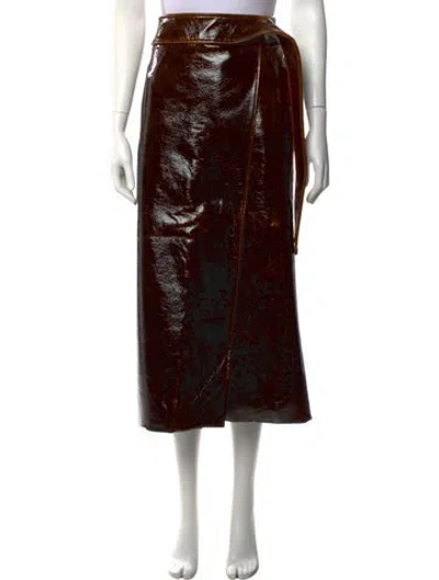 Pre-owned Brandon Maxwell Wool Midi Length Skirt In Brown