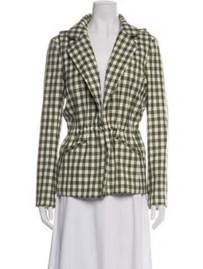 Pre-owned Brandon Maxwell Wool Plaid Print Blazer In Green