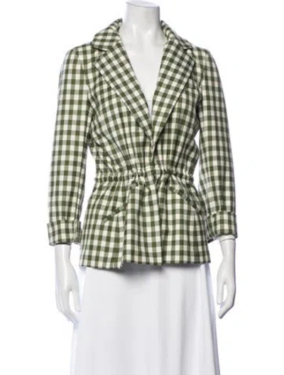 Pre-owned Brandon Maxwell Wool Plaid Print Blazer In Green