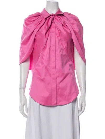 Pre-owned Brandon Maxwell Wool Short Sleeve Blouse W/ Tags In Pink