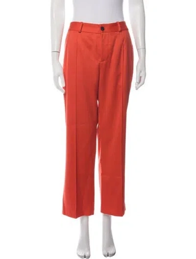 Pre-owned Brandon Maxwell Wool Straight Leg Pants In Red