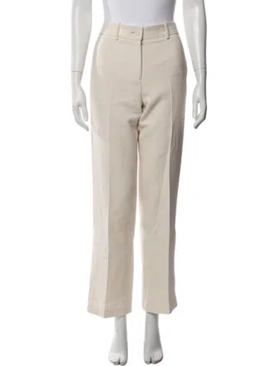 Pre-owned Brandon Maxwell Wool Straight Leg Pants In White