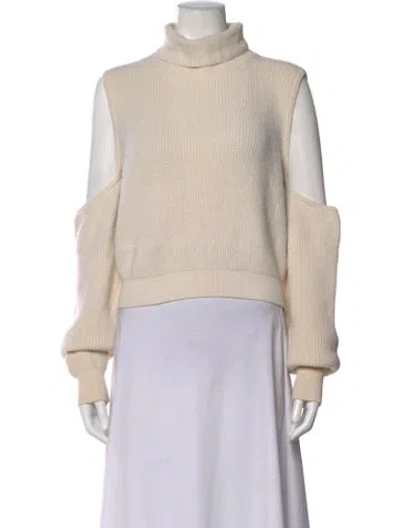 Pre-owned Brandon Maxwell Wool Turtleneck Sweater In Neutrals