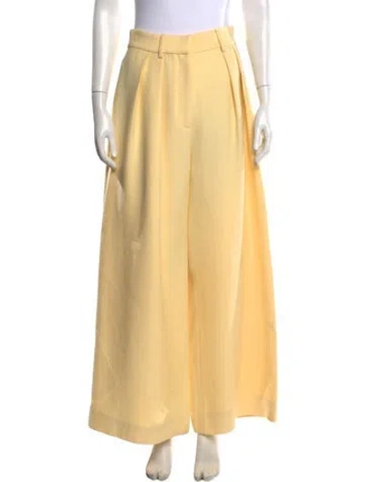Pre-owned Brandon Maxwell Wool Wide Leg Pants In Yellow