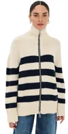 Brandon Maxwell The Morgan Zipped Cashmere Cardigan In Navy & White Stripe