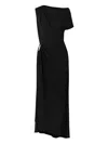 Brandon Sun Lowery Asymmetric Draped Midi Dress In Black