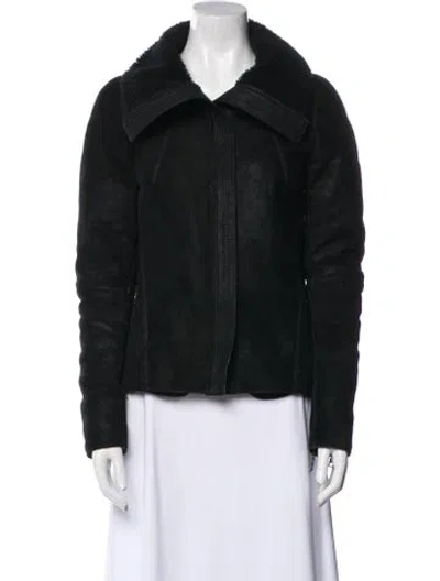 Pre-owned Brandon Sun Shearling Fur Jacket In Black