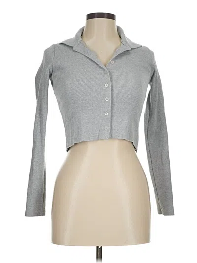 Pre-owned Brandy Melville Long Sleeve Button Down Shirt In Gray