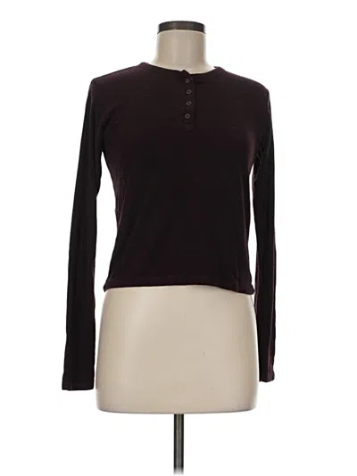 Pre-owned Brandy Melville Long Sleeve Henley Shirt In Brown