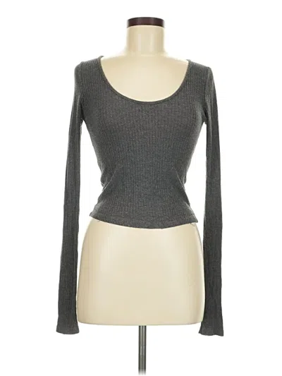 Pre-owned Brandy Melville Long Sleeve Top Gray Sweetheart Neckline Tops